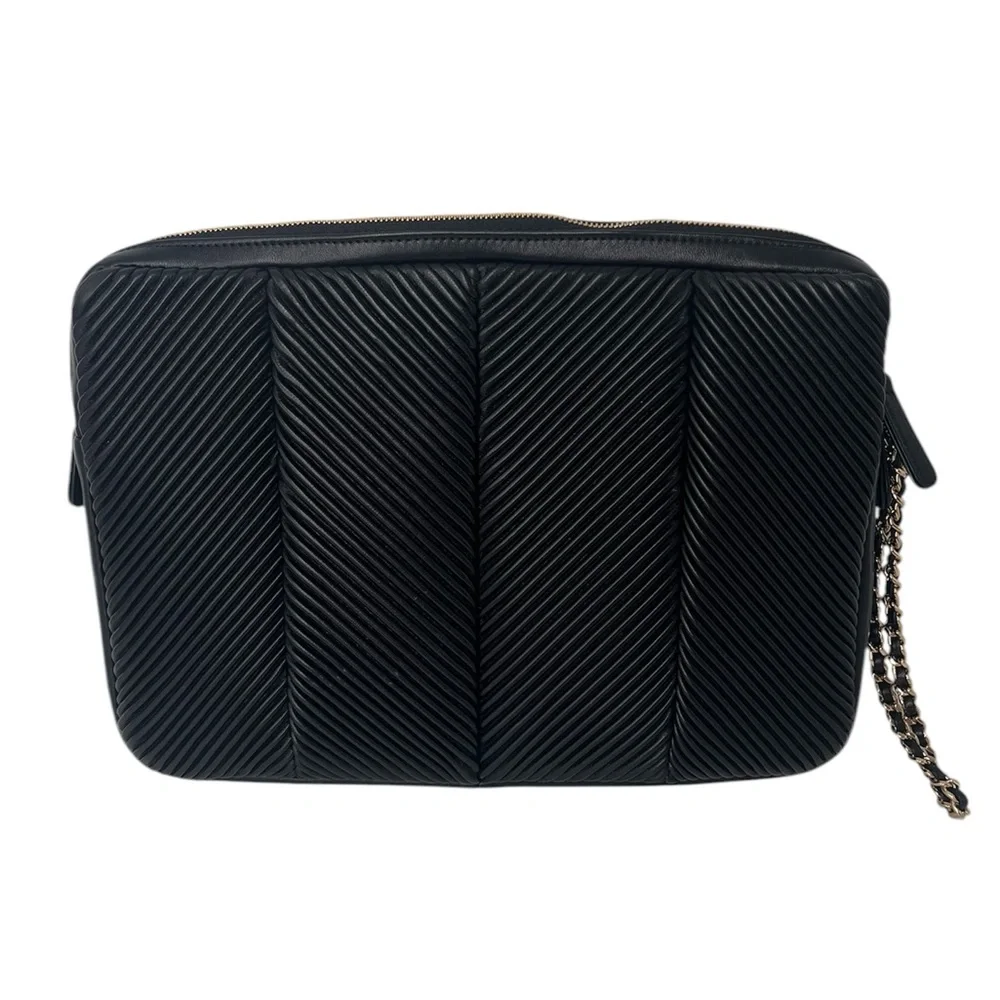 Chanel Lambskin Pleated Chevron Large Wristlet